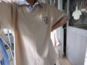 LEMANISMlemanism短袖男假兩件條紋拼接POLO衫2025夏季情侶款半袖體恤衫女 米杏色 M 曬單實拍圖