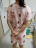 芬騰2025新款女士睡裙夏季薄款短袖純棉大碼可愛睡衣連衣裙 粉色 M 曬單實拍圖