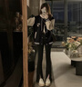 JAVC美式外套女2025春秋款連帽寬松學(xué)院風(fēng)長(zhǎng)袖撞色拼接ins棒球夾克衫 黑色  L 建議 105-120斤 曬單實(shí)拍圖