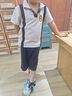 WALNUT DUCK小黃鴨2025夏季學(xué)院風(fēng)中小男女童polo短袖套裝 深藍(lán)  110  曬單實(shí)拍圖