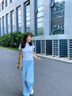 DGOV藍色波點寬松褲女夏季2025新款高腰垂感小個子休閑奶芙闊腿褲 藍色小個子  薄款 S 建議80-95斤 曬單實拍圖
