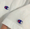Champion冠軍夏季薄短袖純棉經(jīng)典胸口印花草寫LOGO圓領(lǐng)套頭T恤男女情侶 白色 M 曬單實(shí)拍圖