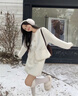 莜仙格法式小香風(fēng)珍珠扣毛衣開衫女上衣春秋白色溫柔軟奶呼呼針織外套女 白色 XL 建議【120-130斤】 曬單實拍圖