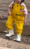 羚特下水褲連體褲戶外玩水下水褲防水服涉水服雨靴一體-卡通黃27碼 曬單實(shí)拍圖