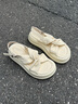 依思 Q（exull）厚底涼鞋女2025夏季新款防滑軟底輕便沙灘鞋女百搭耐磨休閑羅馬鞋 米白色-皮面【軟底4.5cm】 37 曬單實(shí)拍圖