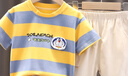 G.DUCKKIDS童裝男童夏裝小男孩帥氣條紋短袖兩件裝裝1一2-3-4歲寶寶夏季衣服 【叮當(dāng)貓款】黃色 130 cm 曬單實(shí)拍圖
