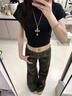 趣米樂美式復(fù)古迷彩直筒牛仔褲女夏季新款低腰不貼腿小個子窄版微喇長褲 迷彩色 L 【建議120-135斤】 曬單實拍圖
