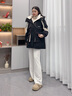 鴨鴨（YAYA）羽絨服女中長款2025冬季新款加厚連帽工裝撞色韓版派克服保暖外套 黑色 S 曬單實(shí)拍圖