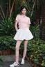 FILA 韓素希同款|斐樂官方女裝針織短袖2025夏新款修身小狐貍刺繡T恤 玫瑰深粉-PK XL 175/92A/XL 曬單實拍圖