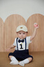 G. DUCKKIDS嬰兒衣服包屁衣嬰兒夏季男寶寶周歲禮服夏裝小紳士假兩件短爬6-12 周歲紳士服+帽子 80cm 曬單實拍圖