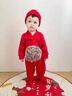 G.DUCKKIDS小黃鴨童裝寶寶周歲禮服嬰兒衣服春秋季新款抓周百天滿月服外出服 紅色 80cm 80尺碼9-12個月建議寶寶75 曬單實拍圖