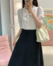SNYDER WEAR2025夏季女裙套裝裙白色方領(lǐng)短袖百搭襯衫顯瘦A字裙通勤職業(yè)女裙 白色短袖襯衣 S 建議85-95斤 曬單實拍圖