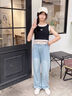 迪士尼女童闊腿牛仔褲夏季薄款2025新款夏裝大童褲子兒童防蚊褲9-14歲 7220藍(lán)色【夏季薄款】 160 cm 曬單實(shí)拍圖