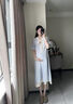 旻勝 假兩件蕾絲孕婦裝連衣裙外穿夏季韓版寬松時(shí)尚微胖大碼生日禮物 藍(lán)色XL【建議125-140斤】 曬單實(shí)拍圖