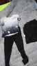 望了型夏天冰絲三件套裝男潮流初中學生上衣服ins青少年一套休閑運動服 星點白色+長褲+短褲【3件套】 XL 120-135斤 曬單實拍圖