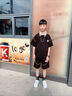 G.DUCKKIDS男童夏裝套裝2025新款兒童休閑洋氣中大童短袖男孩酷帥運(yùn)動兩件套 黑色套裝 160 cm 曬單實(shí)拍圖