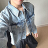 TOMMY JEANS25新款秋冬女裝純棉美式潮流醒目大旗標(biāo)寬松短牛仔外套21063 牛仔藍(lán)1A5 XS （推薦：80-100斤） 曬單實(shí)拍圖