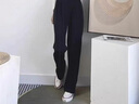 巧丂黑色西裝褲女夏季薄款2025新款垂感西褲直筒小個(gè)子闊腿褲子 黑色 輕薄 L 曬單實(shí)拍圖