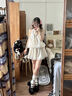 斤慕法式杏色無(wú)袖掛脖吊帶連衣裙女夏季海邊度假氣質(zhì)小個(gè)子收腰短裙 S(建議80-90斤) 曬單實(shí)拍圖