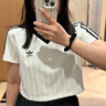 阿迪達斯（adidas）三葉草系列 女 V-NECK POLO 短袖 JD2608 白色  S  曬單實(shí)拍圖