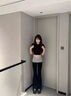 佐敘黑色拼接微喇叭褲女秋季新款設(shè)計(jì)感修身顯瘦百搭拖地長褲休閑褲女 黑色 常規(guī) M （90-105斤） 曬單實(shí)拍圖