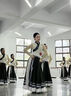 靈如意藏族舞舞蹈服裝藝考少數(shù)民族演出服成人藝考服飾練功服大擺裙套裝 軍綠360裙擺(長(zhǎng)95cm)+上衣 送腰帶 M 曬單實(shí)拍圖