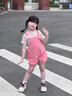 G.DUCKKIDS小黃鴨童裝女童背帶褲套裝夏季2025新款兒童衣服洋氣薄款寶寶夏裝 粉色 90 建議1~2歲【 80-90cm】cm 曬單實拍圖