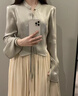 SNYDER WEAR名媛法式襯衫女秋新款清冷感上衣長(zhǎng)袖防曬襯衣闊腿裙褲兩件套套裝 兩件套裝清冷綠襯衫+杏色裙褲 S 80-95斤 曬單實(shí)拍圖