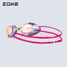 洲克（ZOKE） 專(zhuān)業(yè)防霧泳鏡平光成人男女款高清防水游泳眼鏡競速游泳鏡 紅黑（電鍍） 常規 曬單實(shí)拍圖