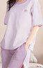 都市麗人女士睡衣女100%純棉短袖短褲春夏季帶胸墊全棉女士家居服女可外穿 曬單實(shí)拍圖