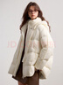 百家好/百家好立領連帽羽絨服女2024冬季輕盈保暖鴨絨面包服 米白色 S 曬單實拍圖