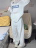 FOX.G長袖t恤女潮流衣服女裝夏季新款2025女款t恤衫上衣半袖正肩罩衫 鏤空長袖印花針織t恤罩衫白色 均碼 曬單實拍圖