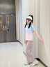 McTicco女童夏季速干套裝冰絲運動(dòng)服兒童訓練短袖T恤女大童喇叭褲瑜伽服 17106漸變藍粉+18371紫【套裝】 150 150cm 曬單實(shí)拍圖