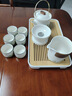 尚言坊白陶功夫茶具整套帶茶盤(pán)高檔陶瓷泡茶茶杯套裝 致遠(yuǎn)提梁壺輕暢版 曬單實(shí)拍圖