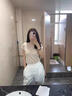 勤記高領(lǐng)短袖女高級感寬松簡約高級感半高領(lǐng)短袖針織T恤女夏季百搭寬 米色 M85-105 均碼 曬單實(shí)拍圖