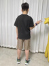 G.DUCKKIDS童裝男童夏裝套裝兒童衣服中大童夏季薄款透氣男孩短袖短褲休閑裝 黑色小熊款 150 尺碼11~12歲【140-150cm】 曬單實拍圖