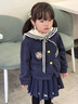 可英 GOWINBABY學(xué)院風(fēng)女童套裝時(shí)尚2025春秋款女孩洋氣春裝女寶甜可愛美兩件套裙 藍(lán)色(海軍領(lǐng)可拆卸) 130 （適合身高120cm-130cm） 曬單實(shí)拍圖