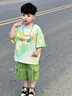 G.DUCK HELLO男童夏套裝森系2025新款痞帥中小童夏裝短袖炸街兒童夏季寶寶t恤 蘋果綠  套裝 90 cm 曬單實(shí)拍圖