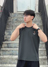 回力（Warrior）速干背心男2026夏季新款網(wǎng)眼冰絲坎肩男士健身跑步寬松無(wú)袖t恤衫 灰#HL綠方標X 5XL 曬單實(shí)拍圖