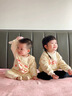 G. DUCKKIDS小黃鴨親子裝一家三口小月齡百天照周歲嬰兒連體衣爬服母女母子嬰 杏色(不加絨) 90 童裝(ME) 曬單實拍圖
