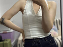 UR2025夏季新款女裝時(shí)尚魅力氛圍感花邊掛脖吊帶衫UYU250055 本白 (領(lǐng)口偏低) S 曬單實(shí)拍圖
