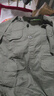 浩贏 純棉夏季薄款工作服男電焊工作服套裝工裝防燙耐臟磨勞保印繡字 綠色純棉五兜長袖套裝 上衣+褲子 175【XL】110-130斤 曬單實拍圖