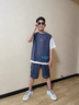 FIDQIOG國際品牌男童夏裝套裝2025新款兒童衣服短袖男孩運動中大童夏季韓 灰色 120 cm 曬單實拍圖