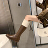 STELLA WEISZ傳祺女鞋長筒靴2025年秋冬休閑高筒靴拼色圓頭厚底后拉鏈騎士靴子 深棕 38 曬單實拍圖
