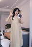 婧麒（JOYNCLEON）孕婦裝連衣裙夏季2025新款孕媽高級穿搭大碼氣質(zhì)收腰寬松裙子 姜黃色連衣裙（垂順透氣綁帶收腰 XXL 曬單實拍圖