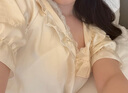 貓人女士睡衣冰絲睡裙女夏季涼感帶胸墊法式純欲風蕾絲短袖家居服 曬單實拍圖