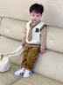 G.DUCKKIDS男童春裝套裝2024新款英倫學(xué)院風(fēng)寶寶衣服春秋季嬰兒童小孩三件套 領(lǐng)帶B字毛衣款棕色 100cm 曬單實(shí)拍圖
