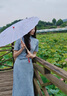 微光里改良旗袍連衣裙女夏新中式國風(fēng)提花清冷貴氣高級氣質(zhì)修身包臀長(cháng)裙 藍色 M 曬單實(shí)拍圖