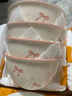 粉藍(lán)蝴蝶結(jié)陶瓷碗家用吃飯碗ins高顏值釉下彩餐具甜品碗湯碗面碗 蝴蝶結(jié)4.5英寸碗4個(gè) 曬單實(shí)拍圖