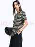 太平鳥(niǎo)女裝小香風(fēng)T恤女短袖夏直筒寬松圓領(lǐng)撞色針織上衣 黑色粗條紋  L  曬單實(shí)拍圖